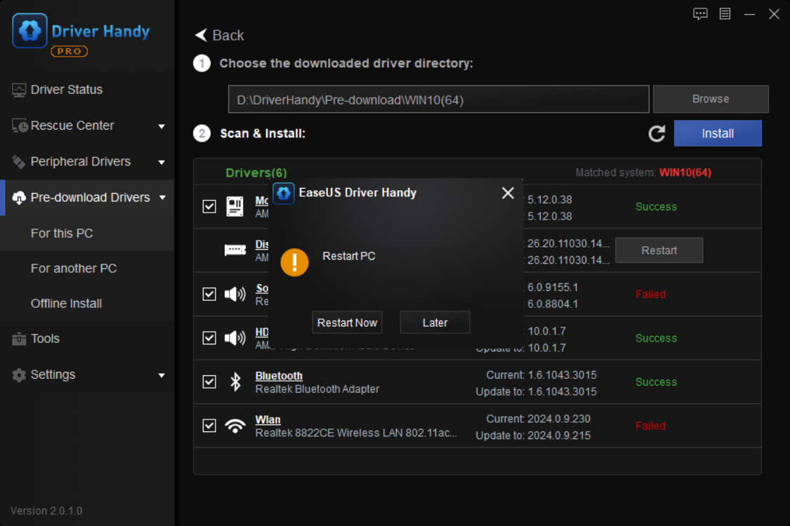 EaseUS DriverHandy Pro interface