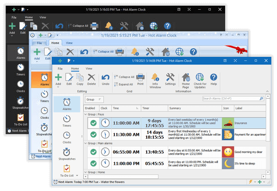 Hot Alarm Clock software interface