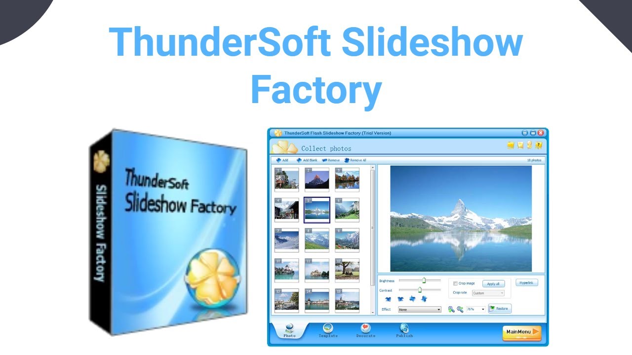 ThunderSoft Slideshow Factory interface and slideshow preview