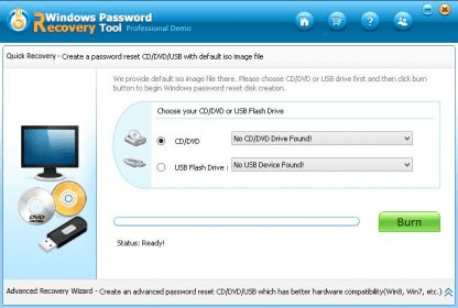 Windows Password Recovery Tool Professional interface